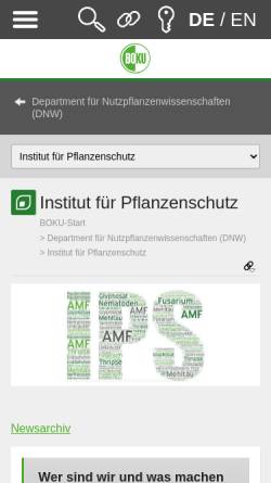 Vorschau der mobilen Webseite www.dnw.boku.ac.at, Abteilung Pflanzenschutz