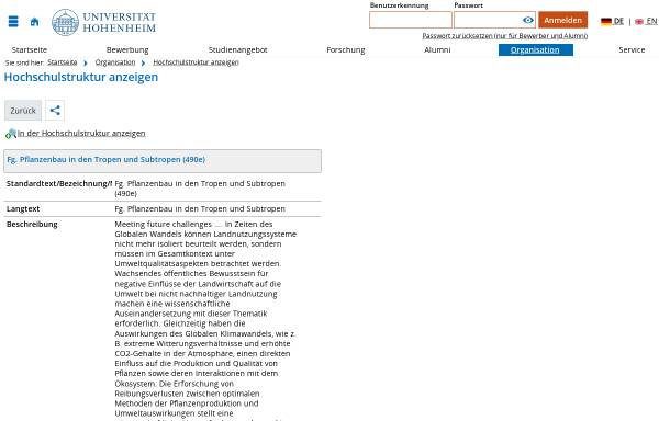 Vorschau von www.uni-hohenheim.de, Universität Hohenheim, Fachgebiet Pflanzenbau in den Tropen und Subtropen
