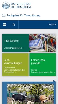 Vorschau der mobilen Webseite www.uni-hohenheim.de, Fachgebiet für Tierernährung der Universität Hohenheim