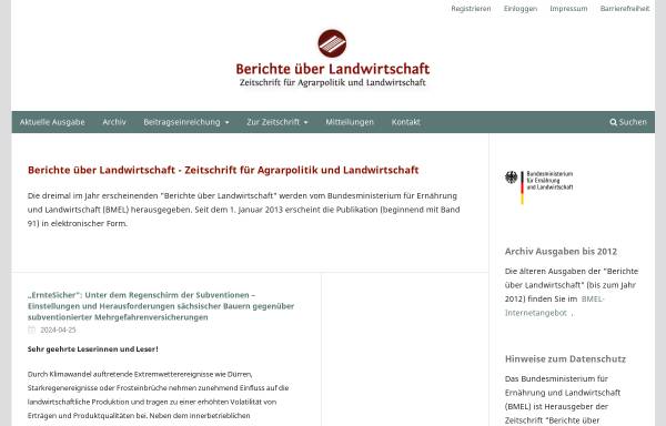 Vorschau von buel.bmel.de, Berichte über Landwirtschaft - Zeitschrift für Agrarpolitik und Landwirtschaft