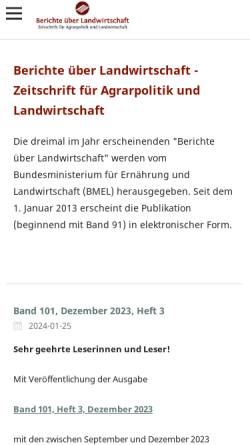 Vorschau der mobilen Webseite buel.bmel.de, Berichte über Landwirtschaft - Zeitschrift für Agrarpolitik und Landwirtschaft