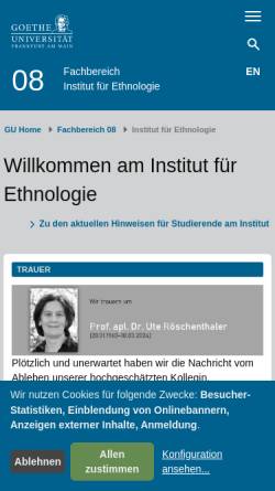 Vorschau der mobilen Webseite www.uni-frankfurt.de, Institut für Ethnologie an der Universität Frankfurt