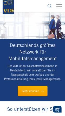 Vorschau der mobilen Webseite www.vdr-service.de, VDR - Verband Deutsches Reisemanagement e.V.