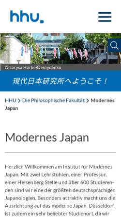 Vorschau der mobilen Webseite www.modernes-japan.hhu.de, Institut für Modernes Japan des Ostasien-Instituts der Heinrich-Heine-Universität