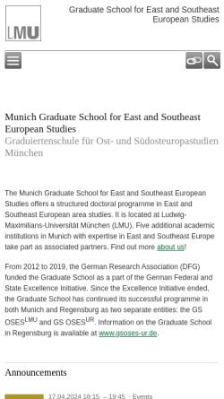 Vorschau der mobilen Webseite www.gs-oses.de, Graduiertenschule für Ost- und Südosteuropastudien