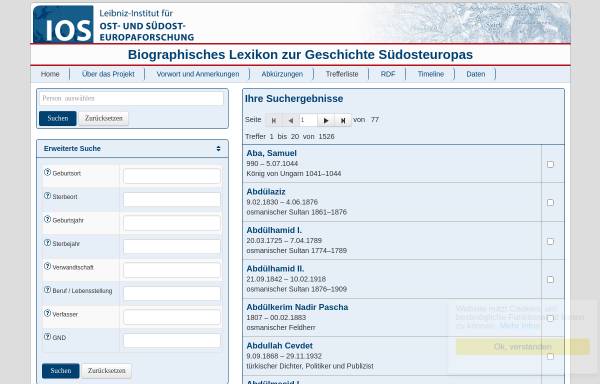 Vorschau von www.biolex.ios-regensburg.de, Biographisches Lexikon zur Geschichte Südosteuropas
