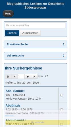Vorschau der mobilen Webseite www.biolex.ios-regensburg.de, Biographisches Lexikon zur Geschichte Südosteuropas