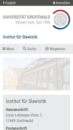 Vorschau der mobilen Webseite slawistik.uni-greifswald.de, Ernst-Moritz-Arndt-Universität Greifswald - Institut für Slawistik