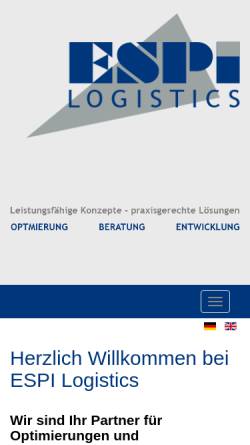 Vorschau der mobilen Webseite www.espi-logistics.de, ESPI Logistics GmbH