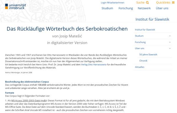 Das Rückläufige Wörterbuch des Serbokroatischen