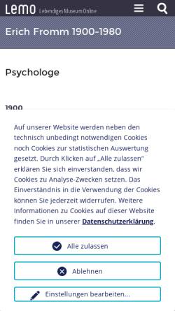 Vorschau der mobilen Webseite www.dhm.de, Biographie: Erich Fromm, 1900-1980