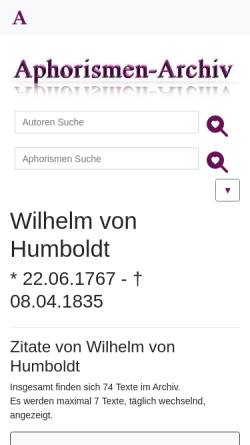Vorschau der mobilen Webseite aphorismen-archiv.de, Wilhelm von Humboldt