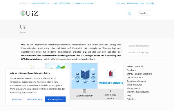 Vorschau von www.uizentrum.de, UIZ Umwelt und Informationstechnologie Zentrum