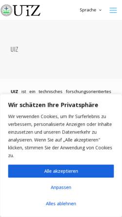 Vorschau der mobilen Webseite www.uizentrum.de, UIZ Umwelt und Informationstechnologie Zentrum