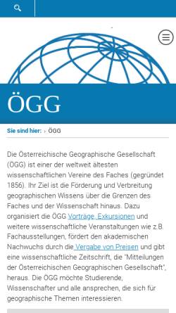 Vorschau der mobilen Webseite www.geoaustria.ac.at, Österreichische Geographische Gesellschaft (ÖGG)