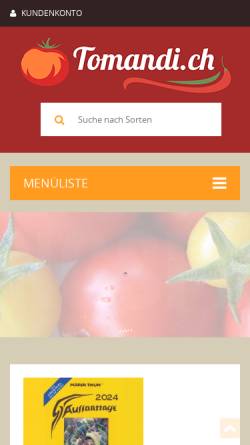 Vorschau der mobilen Webseite www.tomandi.ch, Andis Tomaten, Andres Sprecher