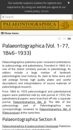 Vorschau der mobilen Webseite www.schweizerbart.de, Palaeontographica - Beiträge zur Naturgeschichte der Vorzeit