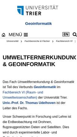 Vorschau der mobilen Webseite www.uni-trier.de, Umweltfernerkundung und Geoinformatik an der Universität Trier