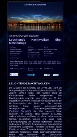 Vorschau der mobilen Webseite www.leuchtende-nachtwolken.info, Leuchtende Nachtwolken (NLC) in Mitteleuropa