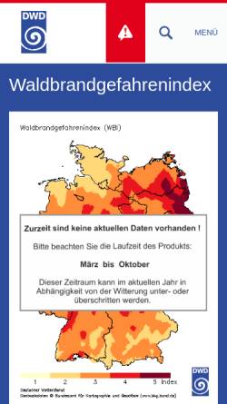 Vorschau der mobilen Webseite www.dwd.de, Waldbrand-Warnindex des Deutschen Wetterdienstes (DWD)