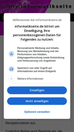 Vorschau der mobilen Webseite www.informatikseite.de, Die Informatikseite