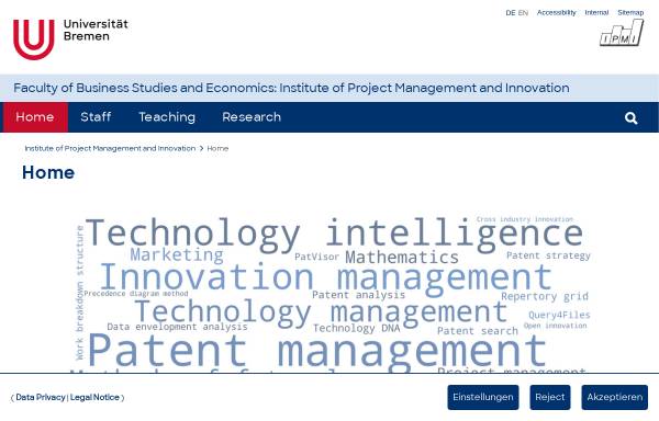 Vorschau von www.innovation.uni-bremen.de, IPMI / Innovation und Kompetenztransfer / Forschung