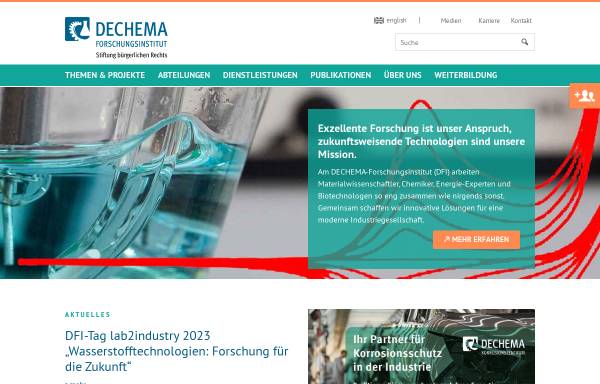 Vorschau von dechema-dfi.de, DECHEMA-Forschungsinstitut