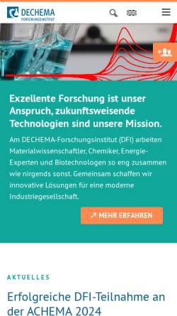 Vorschau der mobilen Webseite dechema-dfi.de, DECHEMA-Forschungsinstitut
