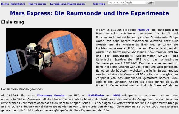 Vorschau von www.bernd-leitenberger.de, Mars Express