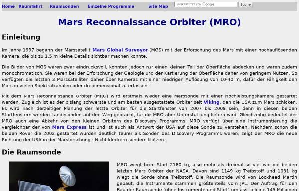 Vorschau von www.bernd-leitenberger.de, Mars Reconnaissance Orbiter