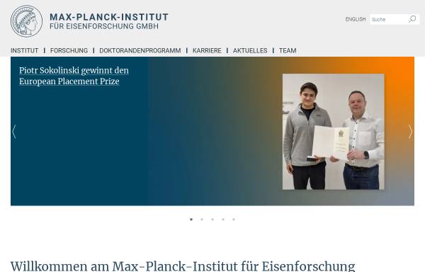 Vorschau von www.mpie.de, Max Planck Institut für Eisenforschung