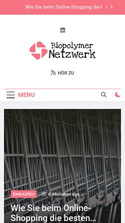 Vorschau der mobilen Webseite www.biopolymernetzwerk.de, Biopolymernetzwerk: Biopolymere