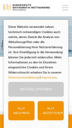 Vorschau der mobilen Webseite www.mathe-wettbewerbe.de, Bundesweite Wettbewerbe Mathematik