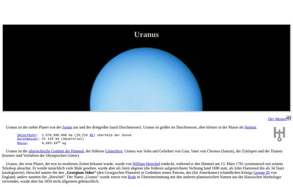Vorschau von www.neunplaneten.de, Planet Uranus