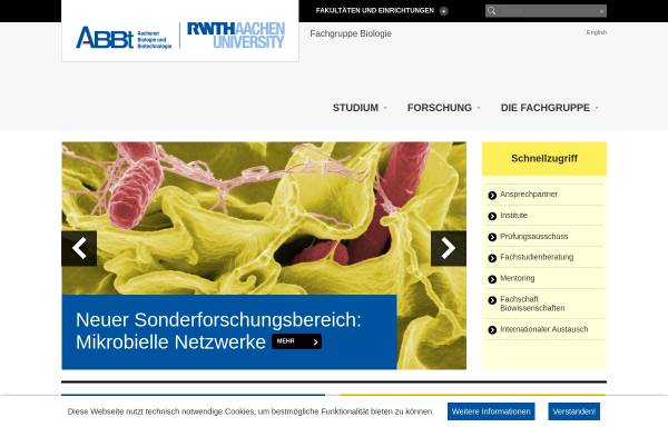 Vorschau von www.biologie.rwth-aachen.de, Fachgruppe Biologie der RWTH Aachen