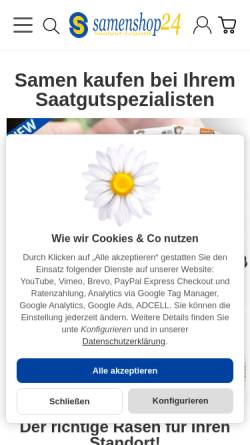 Vorschau der mobilen Webseite www.samenfachversand.de, Samenfachversand Röben