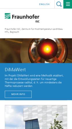 Vorschau der mobilen Webseite www.htl.fraunhofer.de, Fraunhofer-Zentrum für Hochtemparatur- Leichtbau (HTL)