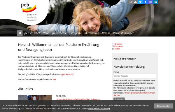 Vorschau von www.pebonline.de, Plattform Ernährung und Bewegung e.V. (peb)