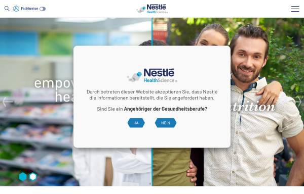 Vorschau von www.nestlehealthscience.de, Nestlé Health Science