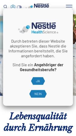 Vorschau der mobilen Webseite www.nestlehealthscience.de, Nestlé Health Science
