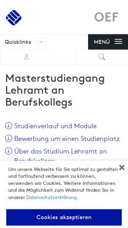 Vorschau der mobilen Webseite www.fh-muenster.de, Master Lehramt an Berufskollegs - Berufliche Fachrichtung Ernährungs- und Hauswirtschaftswissenschaft an der Fachhochschule Münster