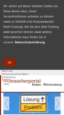 Vorschau der mobilen Webseite www.verbraucherportal-bw.de, Verbraucherportal Baden-Württemberg