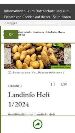 Vorschau der mobilen Webseite landwirtschaft-bw.info, Infodienst Landwirtschaft - Ernährung - Ländlicher Raum der Landwirtschaftsverwaltung in Baden-Württemberg