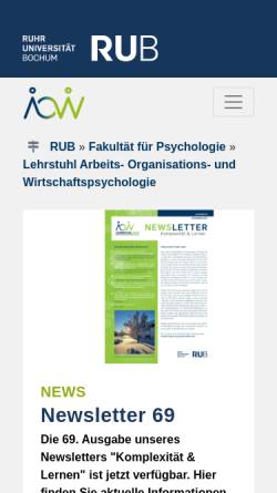 Vorschau der mobilen Webseite www.aow.ruhr-uni-bochum.de, Arbeits-, Organisations- und Wirtschaftspsychologie - Ruhr-Universität Bochum