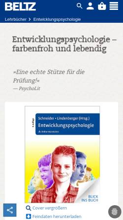 Vorschau der mobilen Webseite www.beltz.de, Klassiker der Entwicklungspsychologie