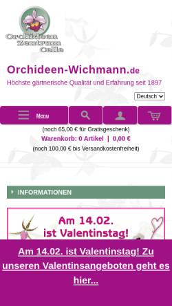 Vorschau der mobilen Webseite www.orchideen-wichmann.de, Orchideen Zentrum Wichmann GmbH