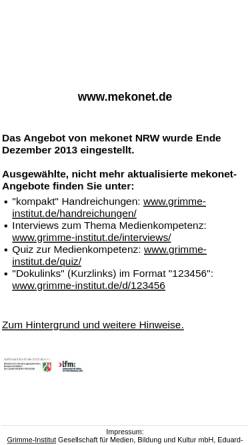 Vorschau der mobilen Webseite www.mekonet.de, Grundbaukasten Medienkompetenz