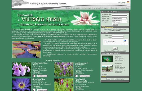 Vorschau von www.victoriaregia.hu, Victoria Regia Wasserpflanzen Gärtnerei