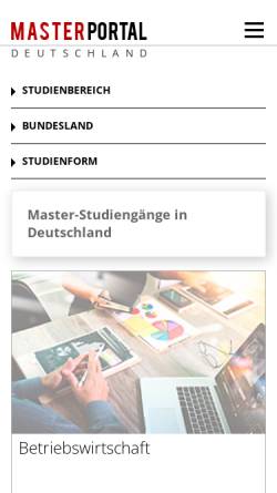Vorschau der mobilen Webseite www.postgraduate.de, Masterportal Deutschland