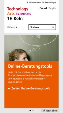 Vorschau der mobilen Webseite www.f04.th-koeln.de, Fakultät für Rechts- und Wirtschaftswissenschaften der TH Köln
